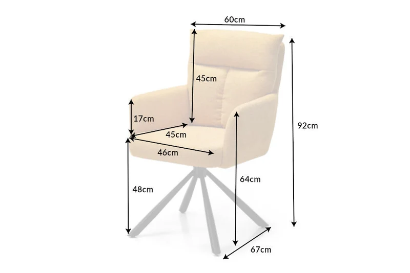 Lot de 2x chaises pivotante rétro BIG GEORGE jaune moutarde avec accoudoirs et rembourrage à ressorts Bonnell