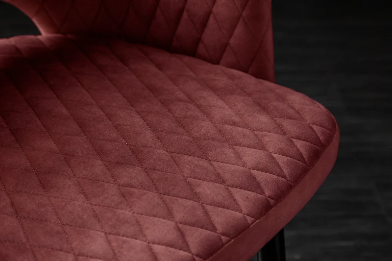 Lot de 2x chaises élégante PARIS en velours rouge, surpiqûres décoratives, embouts dorés, design rétro, avec accoudoirs
