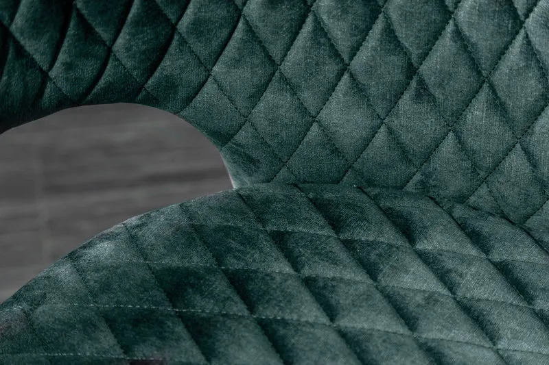 Lot de 2x chaises élégante PARIS en velours pétrole, surpiqûres décoratives, embouts dorés, design rétro, avec accoudoirs