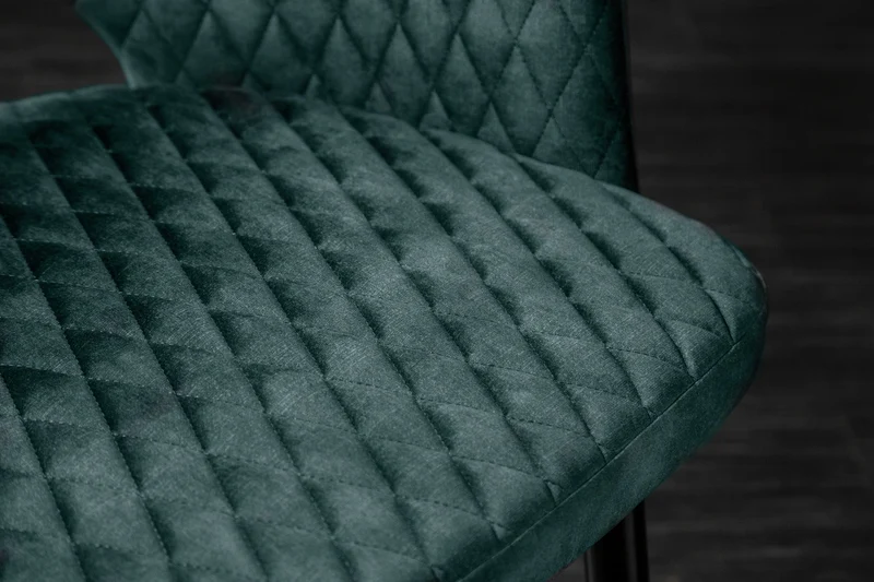 Lot de 2x chaises élégante PARIS en velours pétrole, surpiqûres décoratives, embouts dorés, design rétro, avec accoudoirs