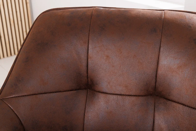 Lot de 2x chaises design LOFT pivotante en microfibre marron antique en hêtre massif avec accoudoirs