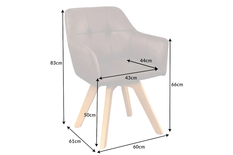 Lot de 2x chaises design LOFT pivotante en microfibre marron antique en hêtre massif avec accoudoirs