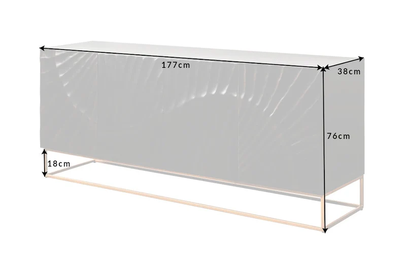 Buffet massif SCORPION 180cm en bois de manguier noir avec sculptures 3D élaborées