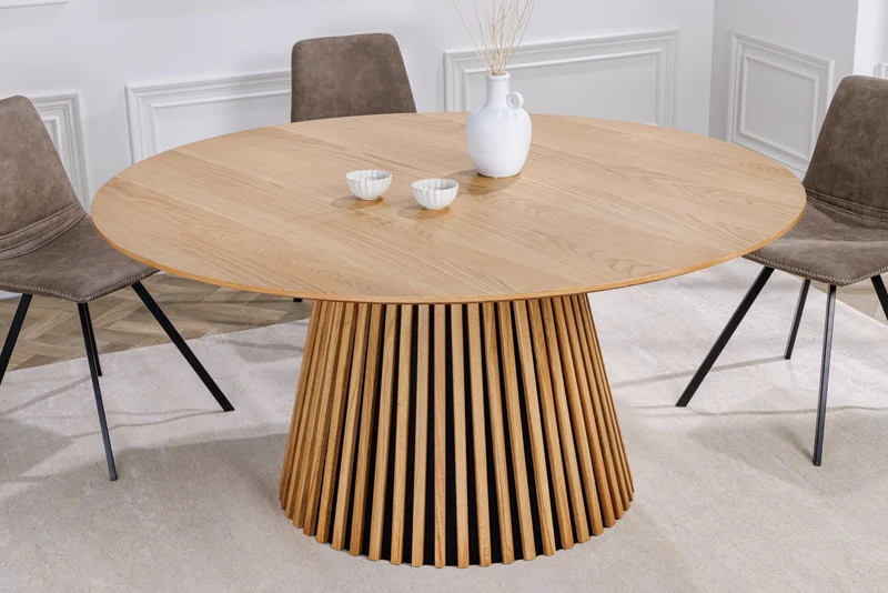 Table à manger ronde VALHALLA WOOD 120cm piètement pilier en chêne naturel