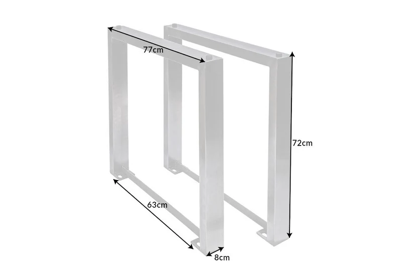 Lot de 2 cadres de table U-FRAME 80 cm pieds de table en acier inoxydable brossé mat table à manger antidérapante