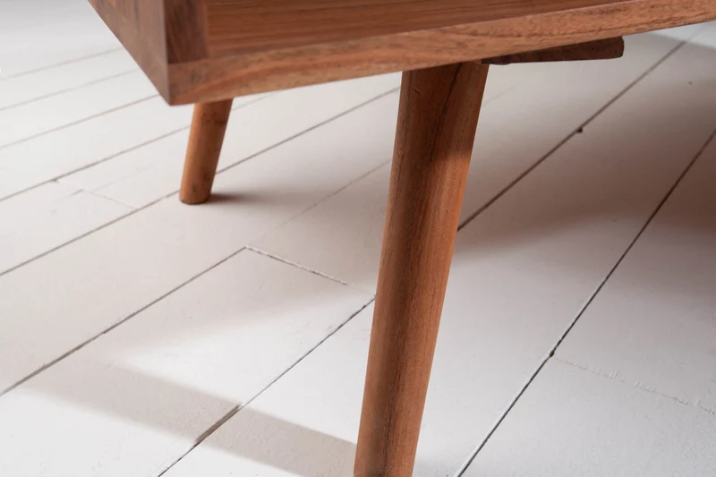 Table basse en bois massif MYSTIC LIVING 100cm acacia naturel avec rangement tiroirs compartiment de rangement