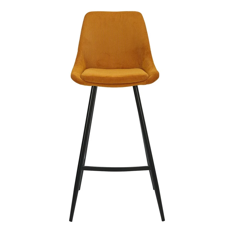 Chaise de bar velours côtelé jaune curry