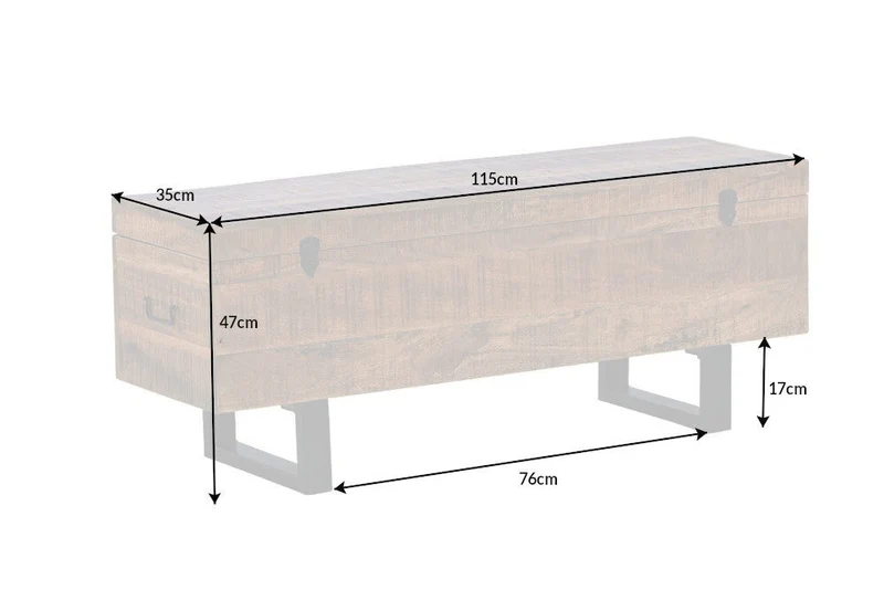 Banc coffre industriel FACTORY LOFT Banc en bois de manguier naturel 115cm