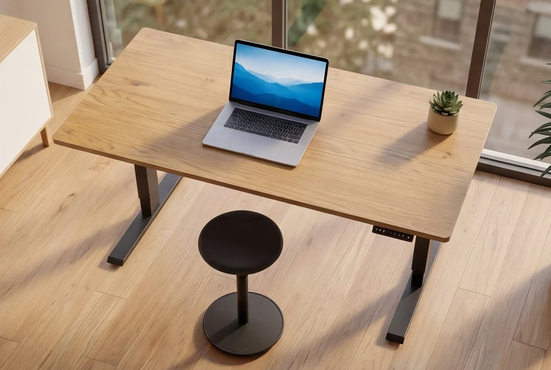 Bureau réglable en hauteur OAK DESK 160cm chêne naturel métal noir