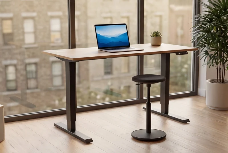 Bureau réglable en hauteur OAK DESK 160cm chêne naturel métal noir