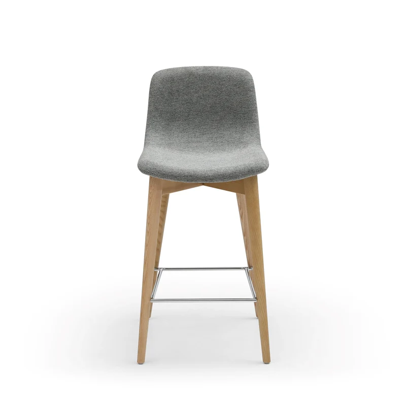Chaise snack tissu gris Pied en Frêne naturel