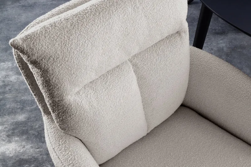 Lot de 2x chaises rétro pivotante BIG GEORGE grège Accoudoirs Bouclé Noyau ressorts Bonell