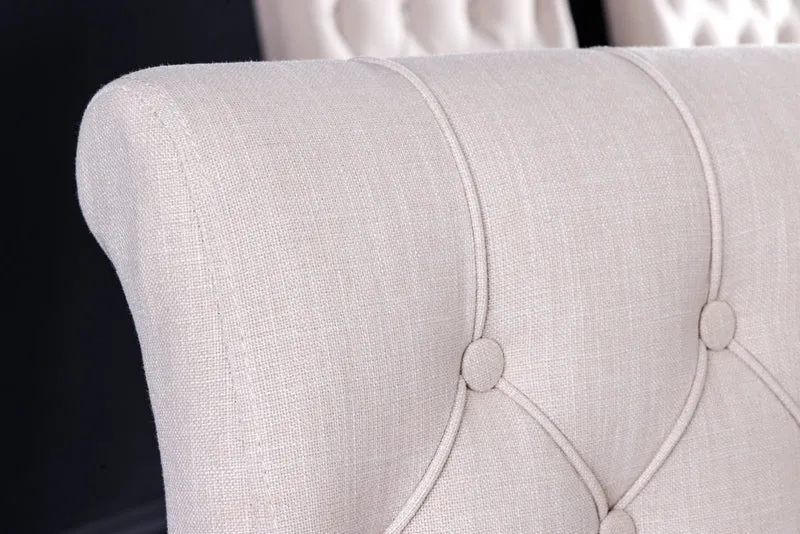 Lot de 2x chaises design CASTLE tissu texturé beige noir pieds bois Chesterfield