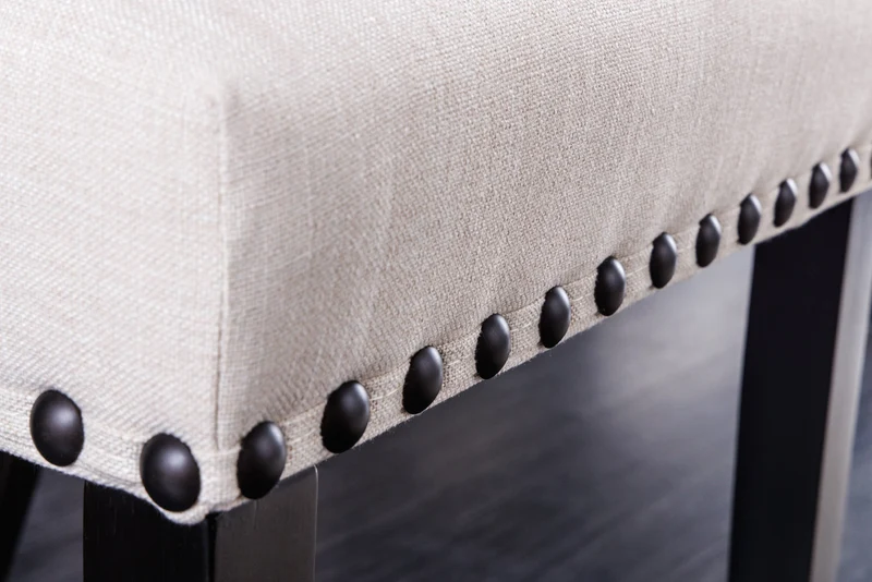 Lot de 2x chaises design CASTLE tissu texturé beige noir pieds bois Chesterfield