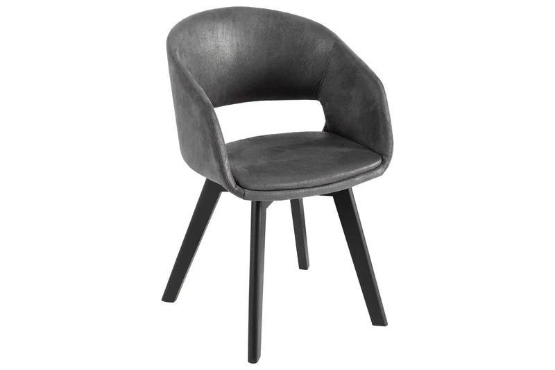 Lot de 2x chaises design NORDIC STAR tissu texturé gris bois massif avec accoudoirs rembourrés