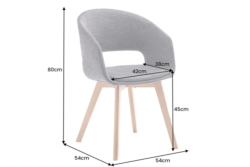 Lot de 2x chaises design NORDIC STAR tissu texturé gris bois massif avec accoudoirs rembourrés