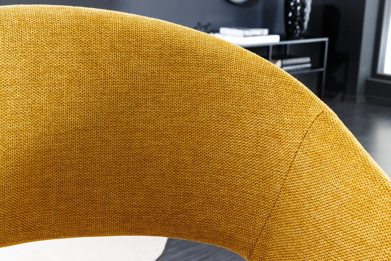 Lot de 2x chaises design NORDIC STAR tissu structuré jaune moutarde bois massif noir avec accoudoirs rembourrés