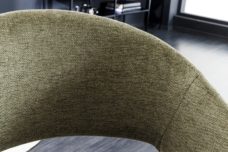 Lot de 2x chaises design NORDIC STAR tissu structuré vert bois massif noir avec accoudoirs rembourrés