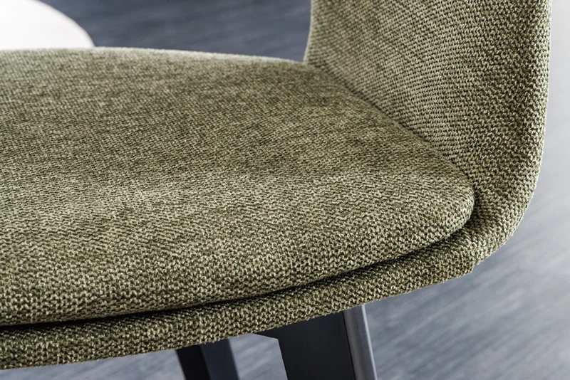Lot de 2x chaises design NORDIC STAR tissu structuré vert bois massif noir avec accoudoirs rembourrés