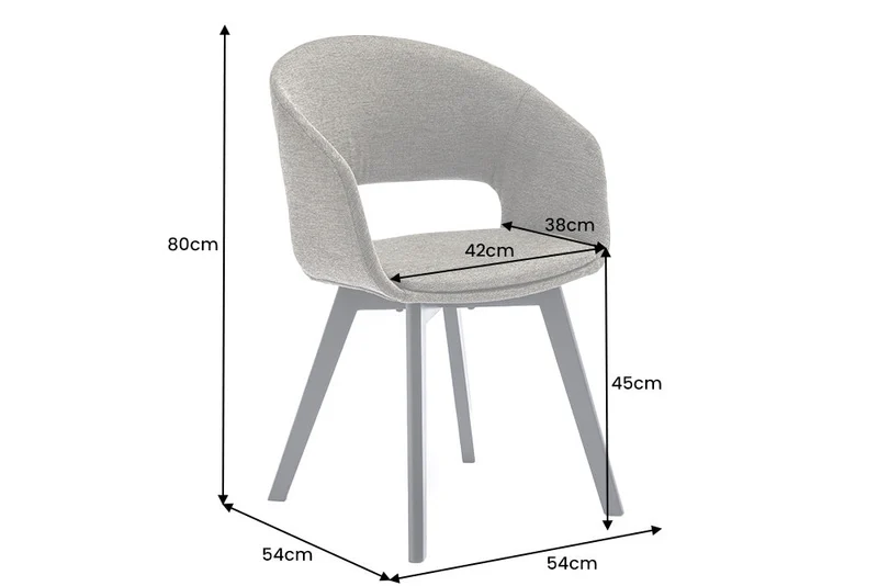 Lot de 2x chaises design NORDIC STAR tissu structuré vert bois massif noir avec accoudoirs rembourrés