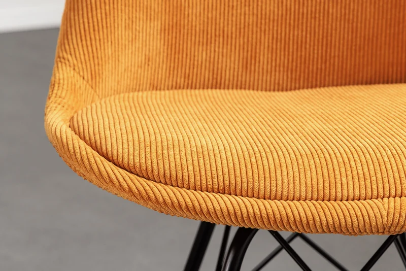 Lot de 2x chaises design SCANDINAVIA MEISTERSTÜCK velours jaune moutarde pieds métal noir