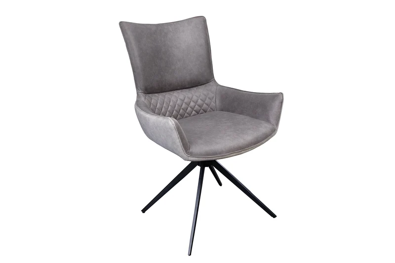 Lot de 2x chaises pivotante design ALPINE gris accoudoirs gris clair pieds métal noir