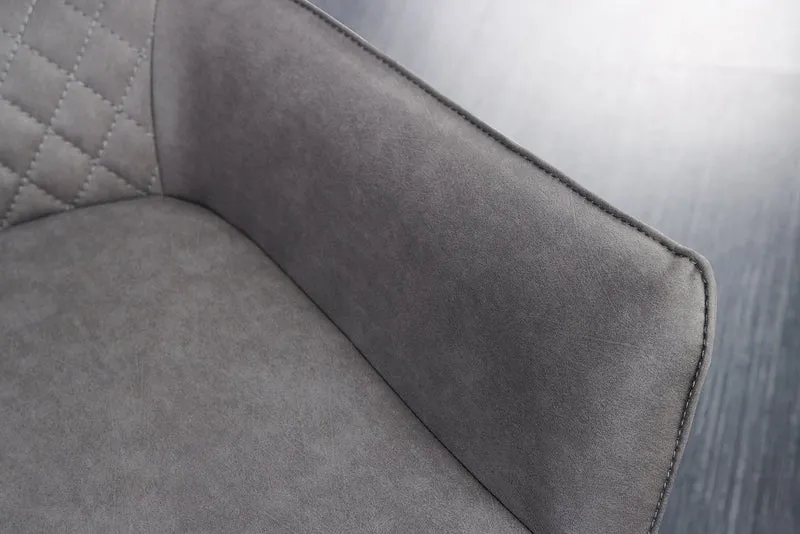Lot de 2x chaises pivotante design ALPINE gris accoudoirs gris clair pieds métal noir