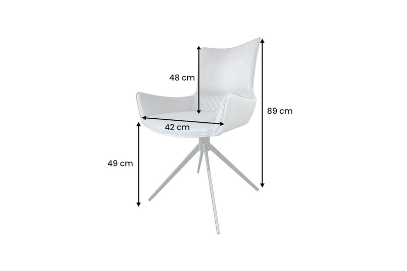 Lot de 2x chaises pivotante design ALPINE gris accoudoirs gris clair pieds métal noir
