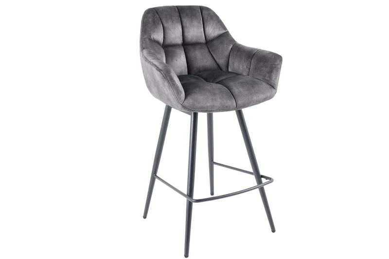 Lot de 2x chaises pivotante PAPILLON velours gris pieds métal noir accoudoirs