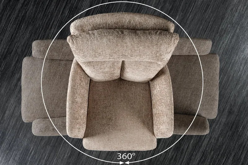 Lot de 2x chaises pivotante BIG GEORGE en tissu texturé beige avec accoudoirs en métal noir