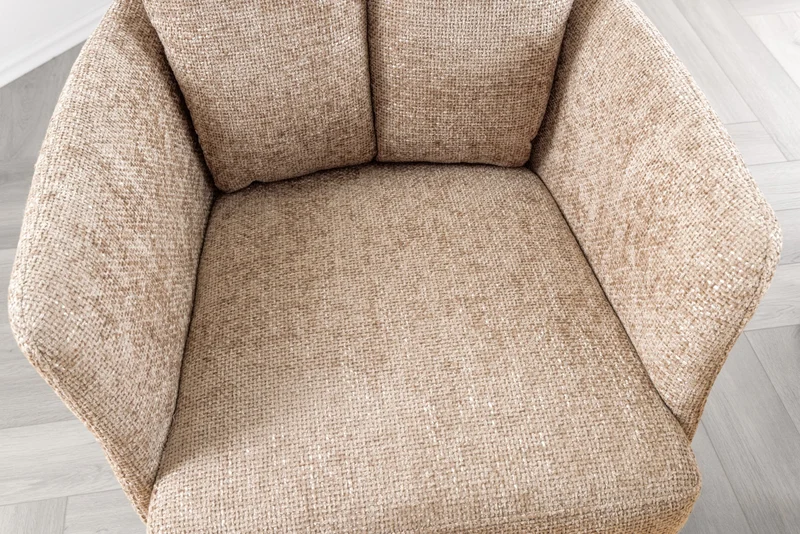 Lot de 2x chaises pivotante BIG GEORGE en tissu texturé beige avec accoudoirs en métal noir
