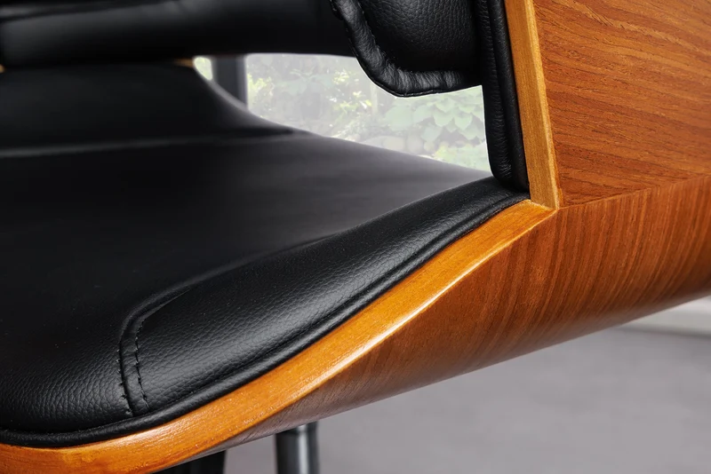 Chaise de bureau réglable en hauteur MANHATTAN en cuir artificiel noyer avec accoudoirs design rétro