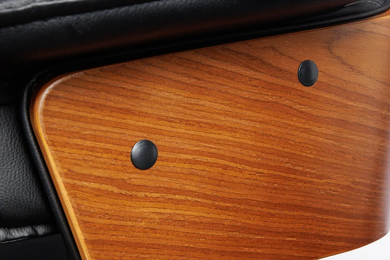 Chaise de bureau réglable en hauteur MANHATTAN en cuir artificiel noyer avec accoudoirs design rétro