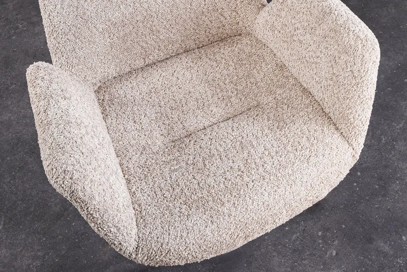 Lot de 2x chaises design pivotante BALTIC beige Bouclé pieds en bois massif de chêne naturel avec accoudoirs