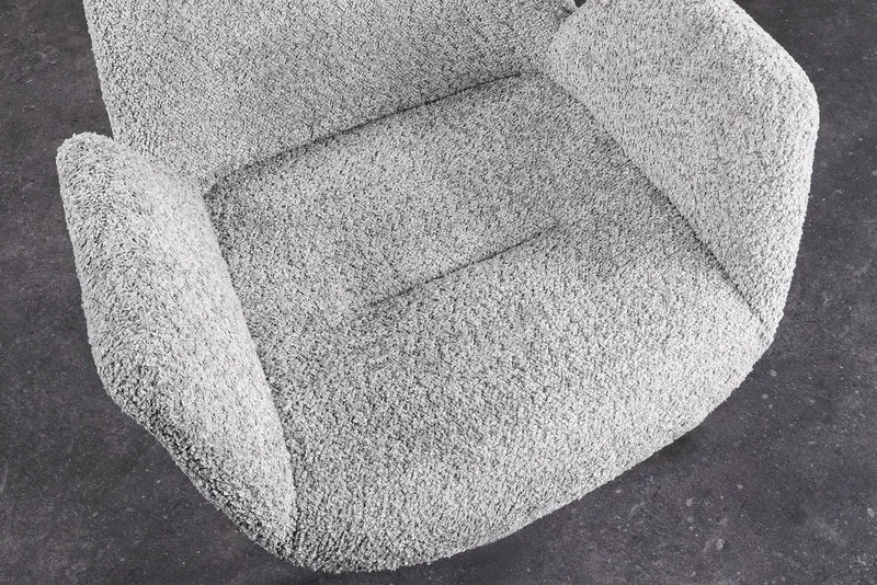 Lot de 2x chaises design pivotante BALTIC gris Bouclé pieds en bois massif de chêne naturel avec accoudoirs