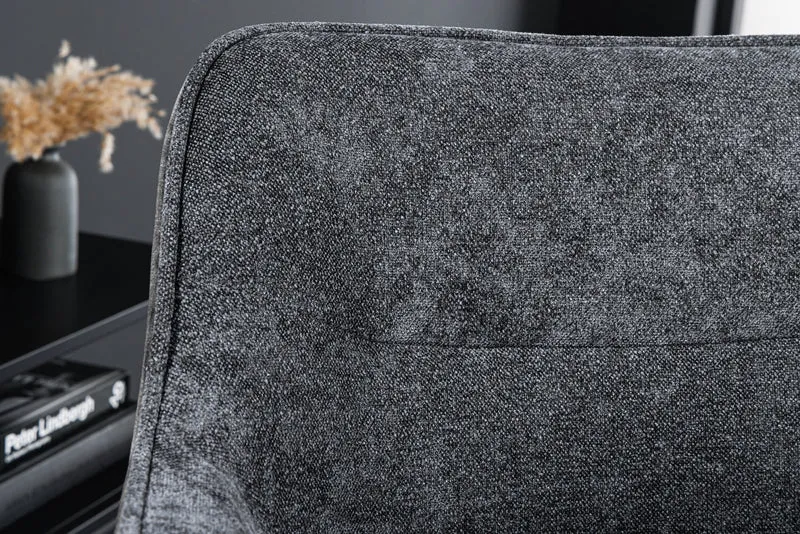 Lot de 2x chaises pivotante VERONA en tissu texturé velours gris foncé avec accoudoirs et pieds en métal noir