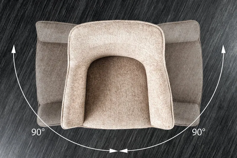 Lot de 2x chaises pivotante VERONA en tissu texturé beige champagne avec accoudoirs et pieds en métal noir