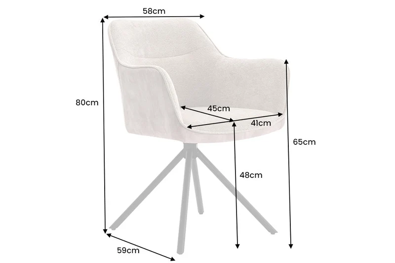 Lot de 2x chaises pivotante VERONA en tissu texturé beige champagne avec accoudoirs et pieds en métal noir