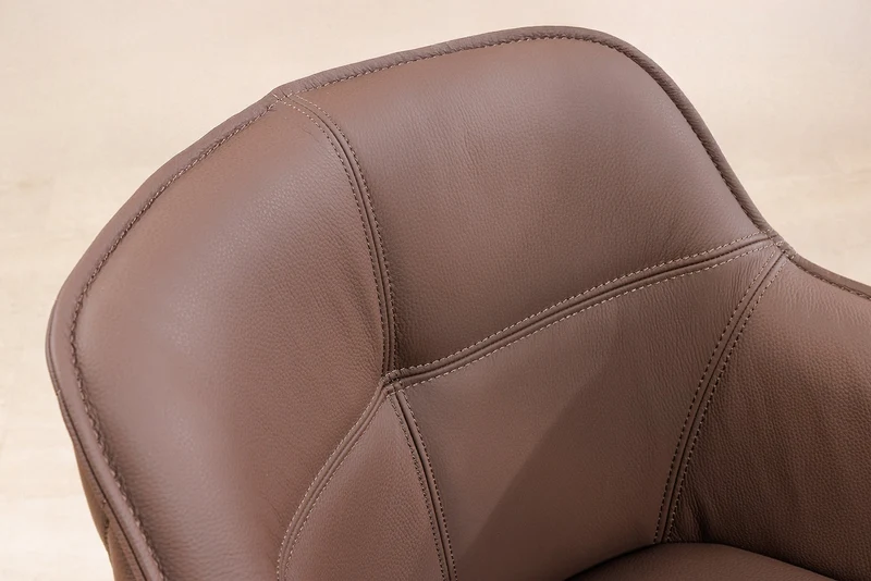 Lot de 2x chaises design pivotante EUPHORIA en cuir véritable marron, structure en métal noir avec accoudoirs