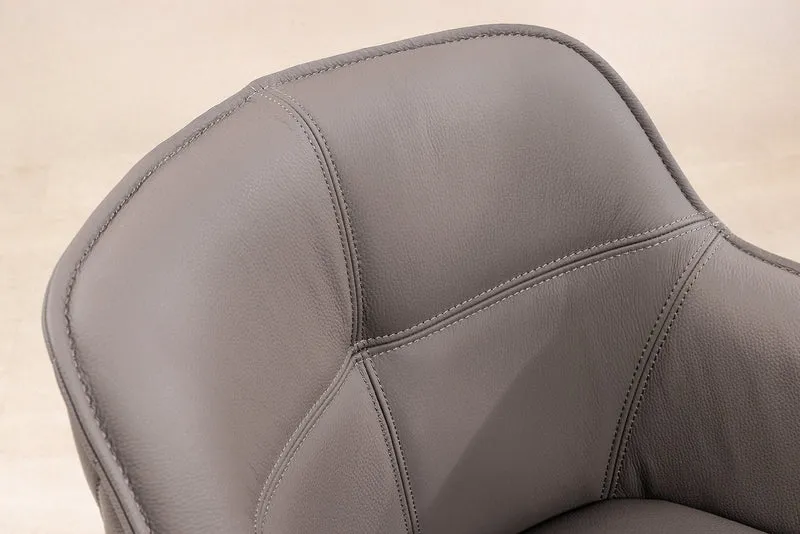 Lot de 2x chaises design pivotante EUPHORIA en cuir véritable taupe, structure en métal noir avec accoudoirs