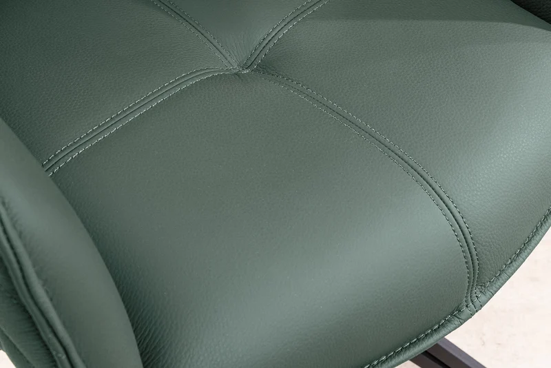 Lot de 2x chaises design pivotante EUPHORIA en cuir véritable vert, structure en métal noir avec accoudoirs