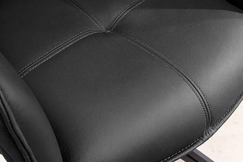 Lot de 2x chaises design pivotante EUPHORIA en cuir véritable noir, structure en métal avec accoudoirs