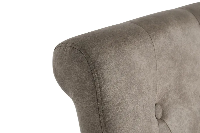 Lot de 2x chaises design CASA en microfibre taupe avec boutons décoratifs et pieds en bois massif de pin