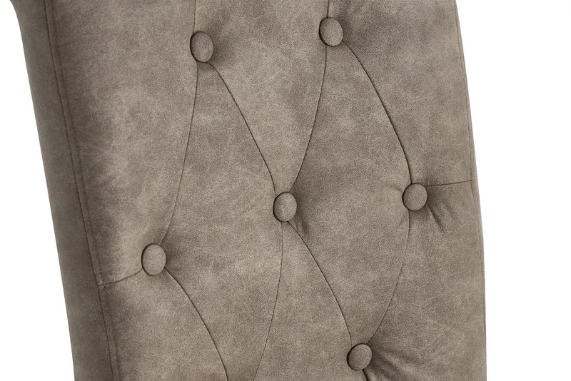 Lot de 2x chaises design CASA en microfibre taupe avec boutons décoratifs et pieds en bois massif de pin