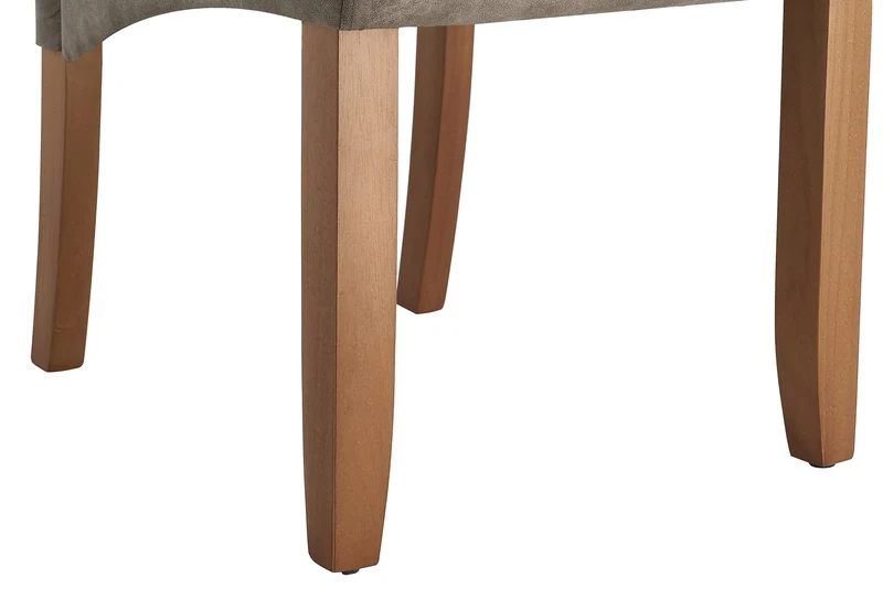Lot de 2x chaises design CASA en microfibre taupe avec boutons décoratifs et pieds en bois massif de pin