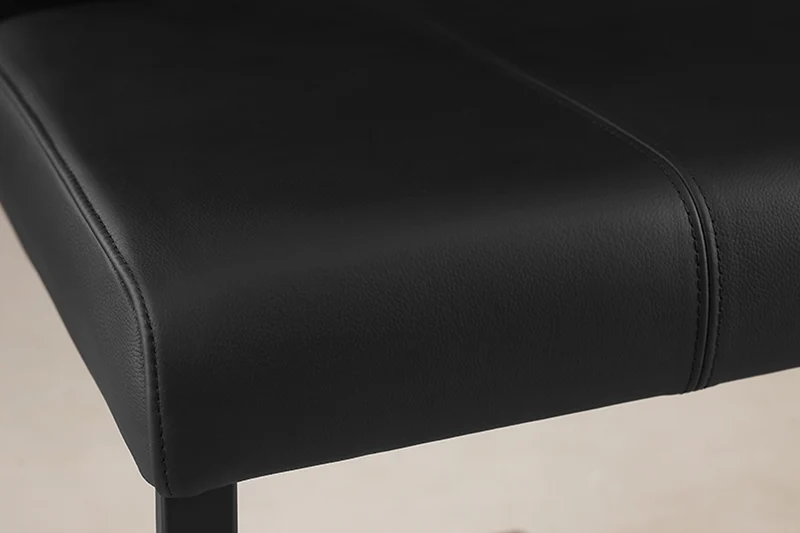 Lot de 2x chaises cantilever moderne SAMSON en cuir véritable noir avec cadre en métal et poignée confortable