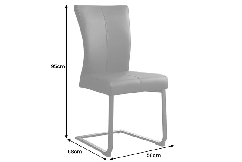 Lot de 2x chaises cantilever moderne SAMSON en cuir véritable noir avec cadre en métal et poignée confortable