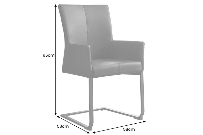Lot de 2x chaises cantilever moderne SAMSON en cuir véritable noir avec cadre en métal et poignée confortable