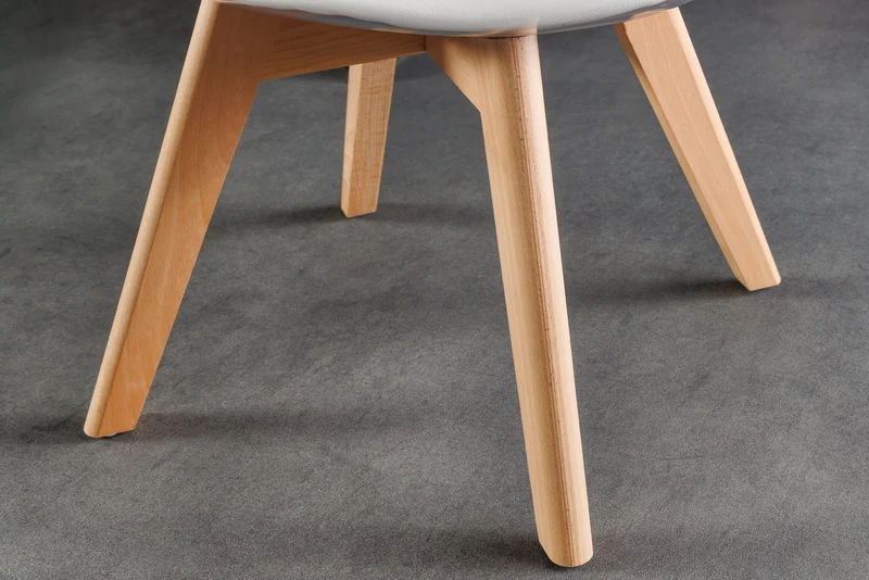 Lot de 2x chaises design SCANDINAVIA MEISTERSTÜCK en plastique blanc transparent et bois de hêtre naturel