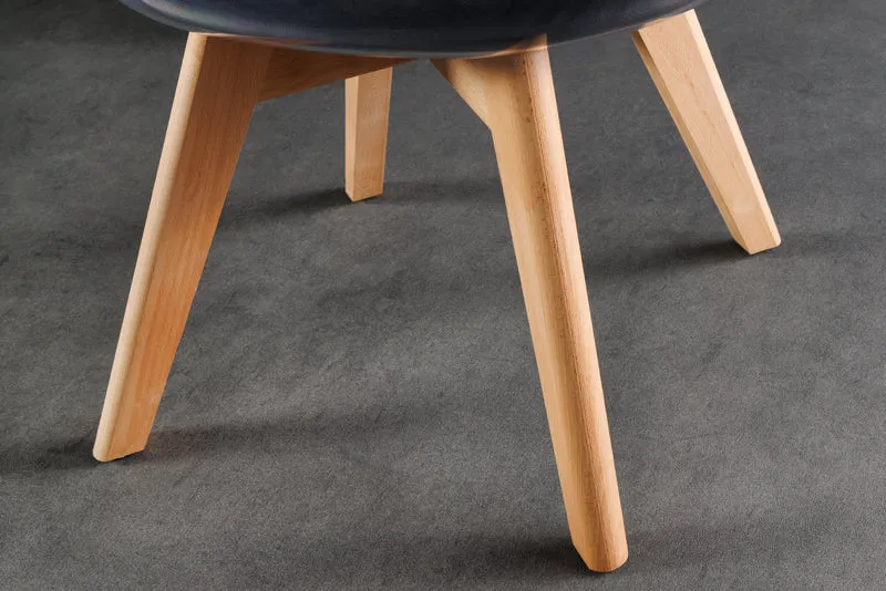 Lot de 2x chaises design SCANDINAVIA MEISTERSTÜCK en plastique noir transparent et bois de hêtre naturel